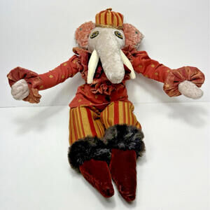Handmade Circus Elephant Doll Diane Jordens Canadian BC Artist Beadwork Toad's